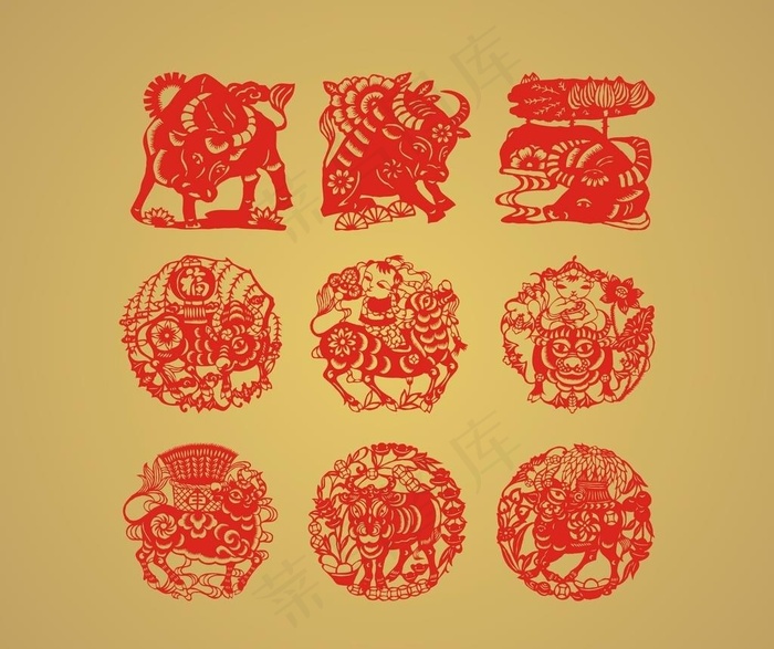 剪纸牛图片