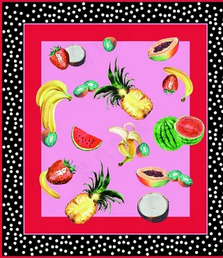 大牌花 方巾 水果 菠萝图片