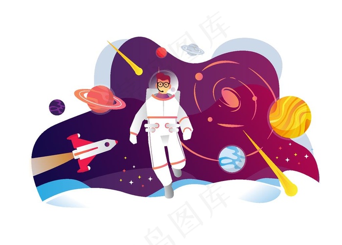 宇航员插图图片ai矢量模版下载