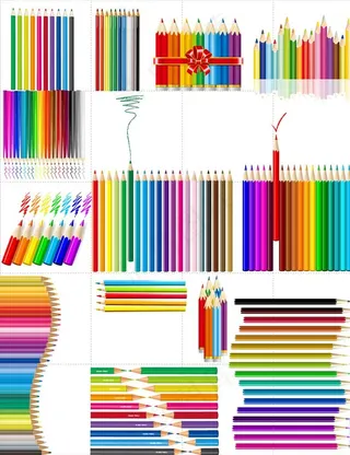 矢量彩色儿童文具绘画画笔图片