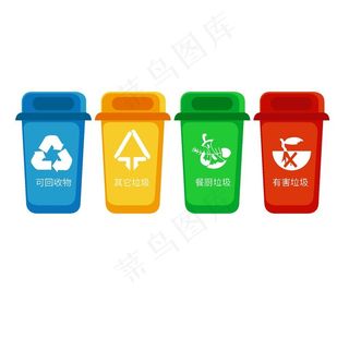 免扣卡通绿色垃圾桶图片