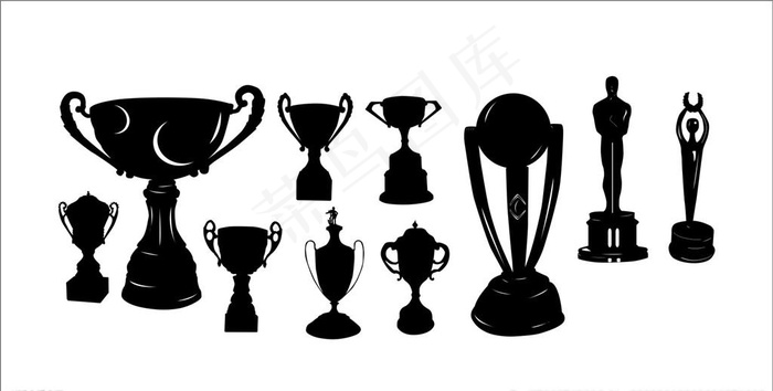 矢量奖杯剪影图片