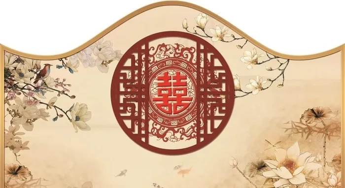 新中式婚礼迎宾区背景图片