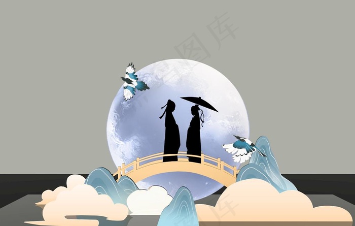 七夕美陈图片cdr矢量模版下载