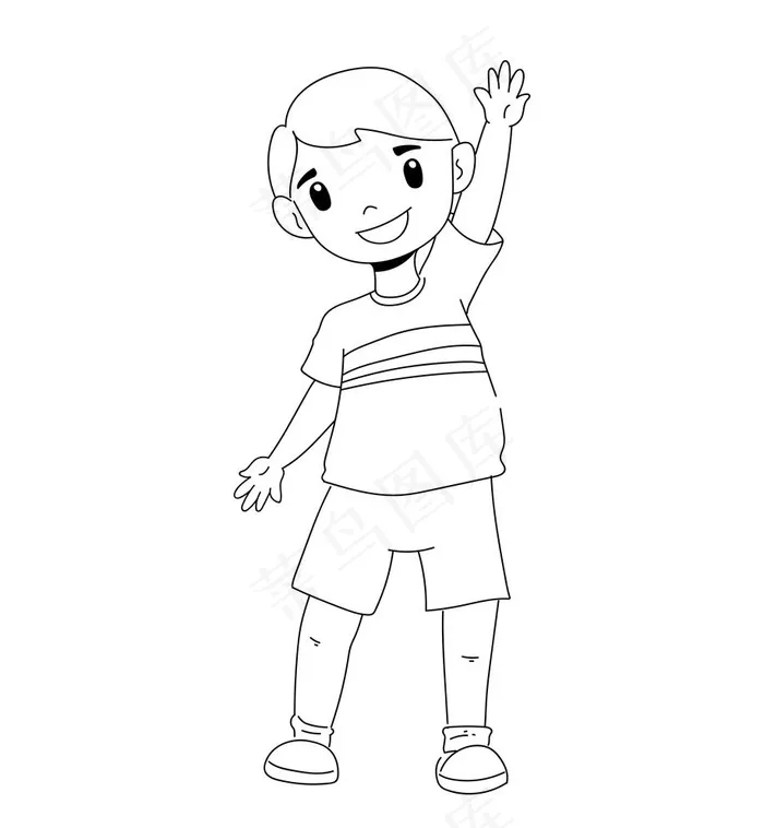 小男孩线稿图片