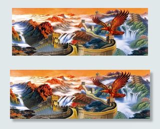 长城瀑布装饰画图片