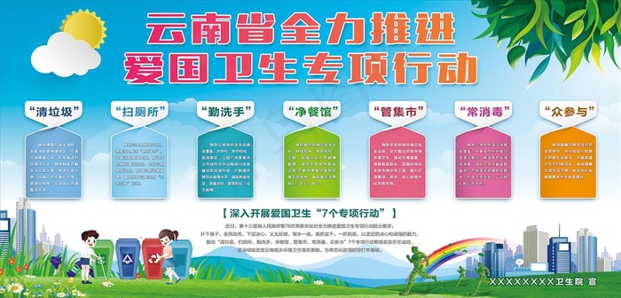 爱国卫生专项行动图片(13642X6555(DPI:150))psd模版下载