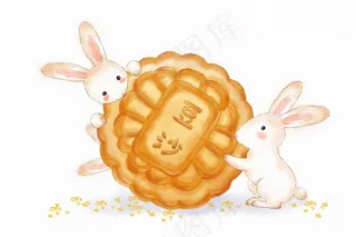 中秋月饼兔子图片