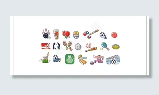 线条风格简约体育用品矢量图片