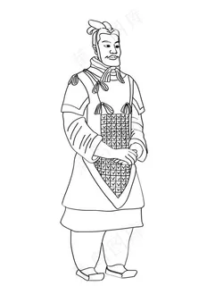 兵马俑矢量线稿图片