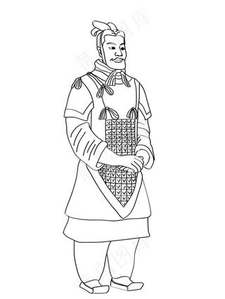 兵马俑矢量线稿图片