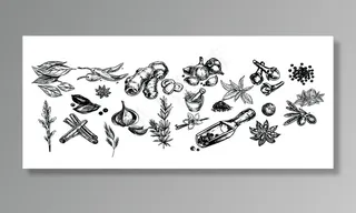 手绘葱姜蒜 调料 设计素材图片