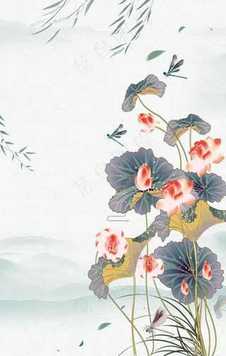 荷花水墨画图片