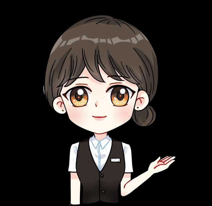 Q版银行女员工服务员大堂经理图片