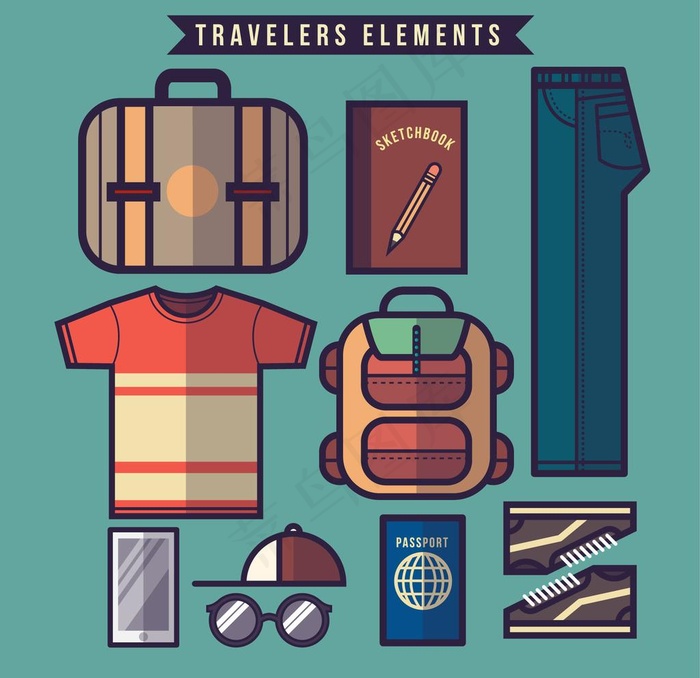 现代旅行者元素图片