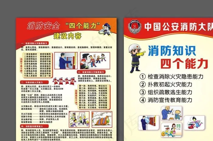 消防安全 知识四个能力图片(210X297)cdr矢量模版下载