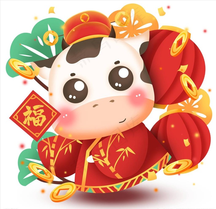 牛年元素图片psd模版下载