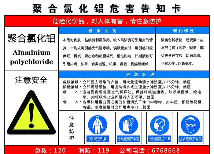 聚合氯化铝危害告知卡图片psd模版下载