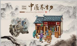 传统中药中医养生馆背景墙图片