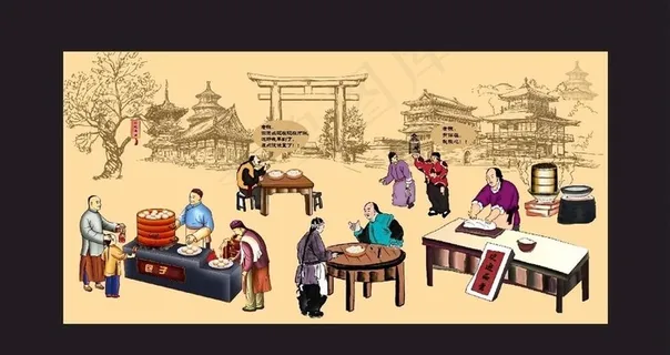 包子复古装饰画图片 包子复古装饰画图片
