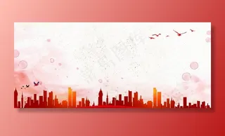红色城市海鸥免扣背景图片