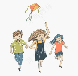 彩绘儿童节放风筝的孩子图片
