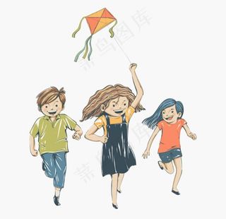 彩绘儿童节放风筝的孩子图片