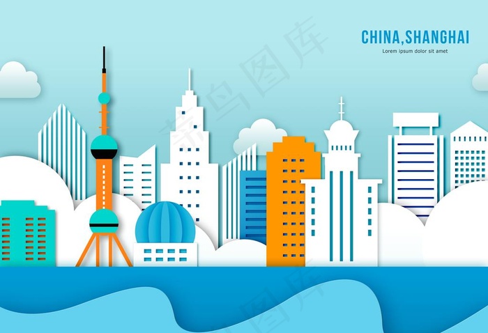 城市建筑插画图片(4961X3543(DPI:300))psd模版下载
