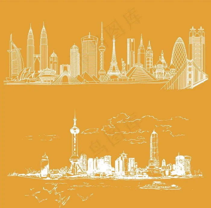 上海剪影图片ai矢量模版下载