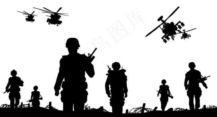 飞机兵剪影图片ai矢量模版下载