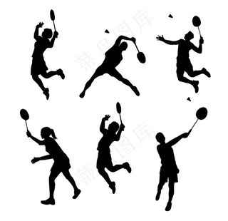 男女打羽毛球剪影图片