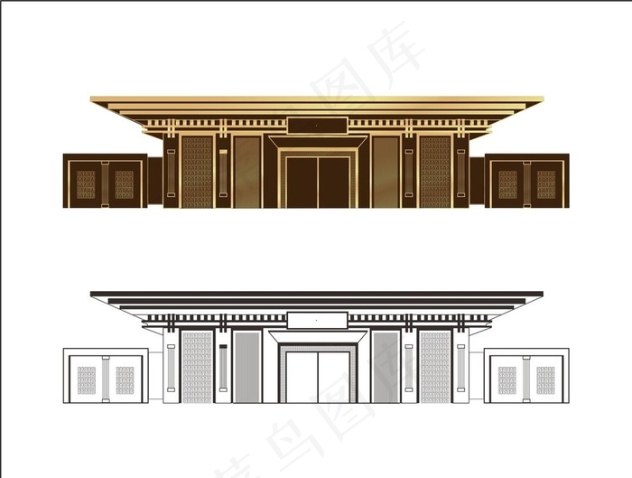 线描售楼部图片cdr矢量模版下载