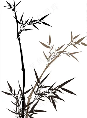 中国风梅花竹子水墨素材图片