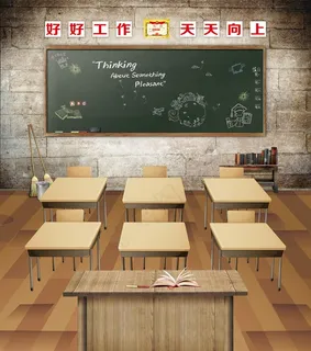 复古 学校 教室 黑板 桌子图片
