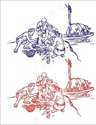 绘制矢量吃饭图图片