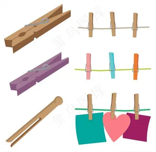 矢量木夹元素图片
