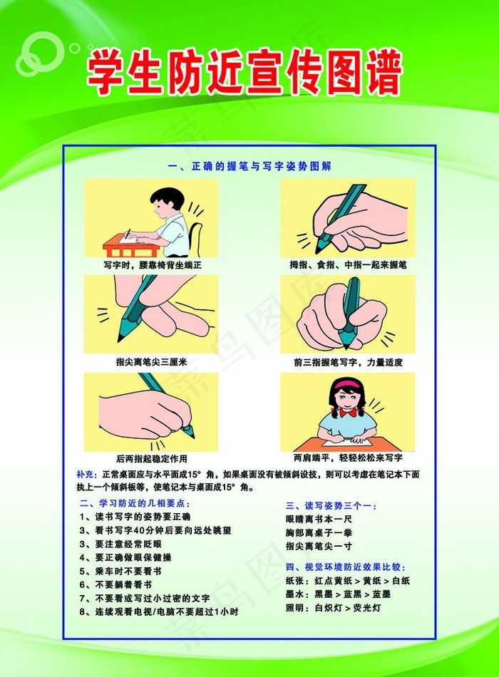 学生防近视宣传图图片