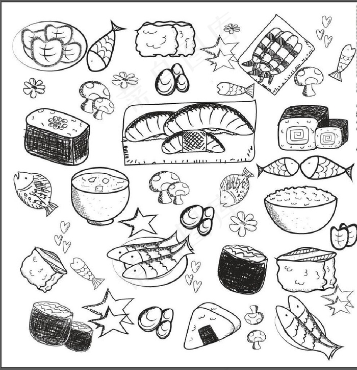 手绘寿司图片