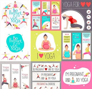 孕妇瑜伽海报插画BANNER图片