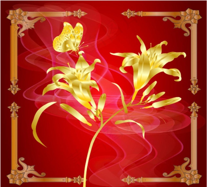 金色花朵图片ai矢量模版下载