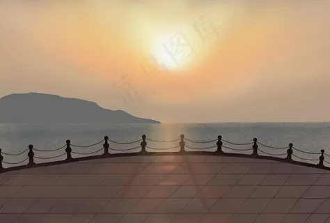 海边落日余晖图片