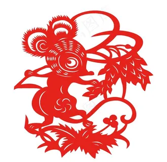 鼠年剪纸风格图片