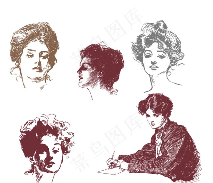 女人素描头像图片