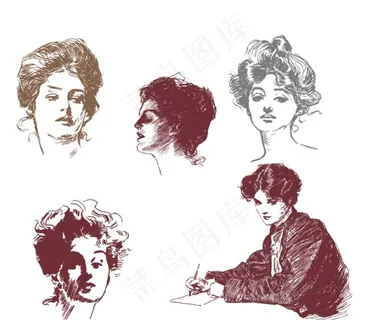 女人素描头像图片