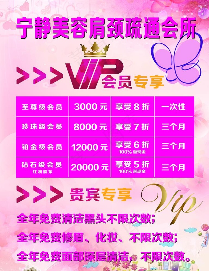 美容价格表图片