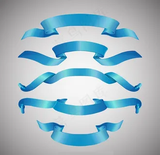 蓝色丝带包装图片