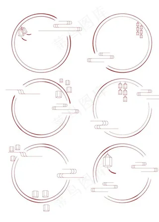 矢量云纹灯笼节日节庆中国风边框图片