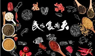 复古怀旧民以食为天餐饮背景墙图片