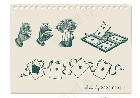 5款复古扑克牌图案图片