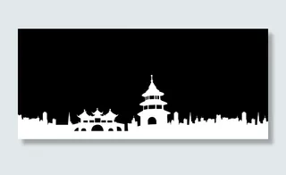 扬州文昌阁剪影图片